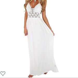 NWT Beach Crochet Backless Bohemian Halter Maxi